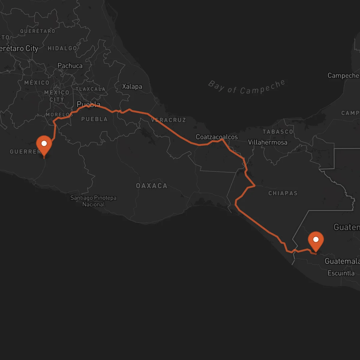 Ruta Quetzaltenango - Chilpancingo de los Bravo