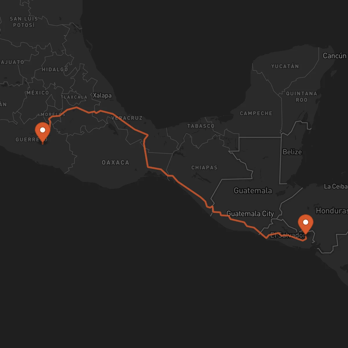 Ruta San Francisco Gotera - Chilpancingo de los Bravo