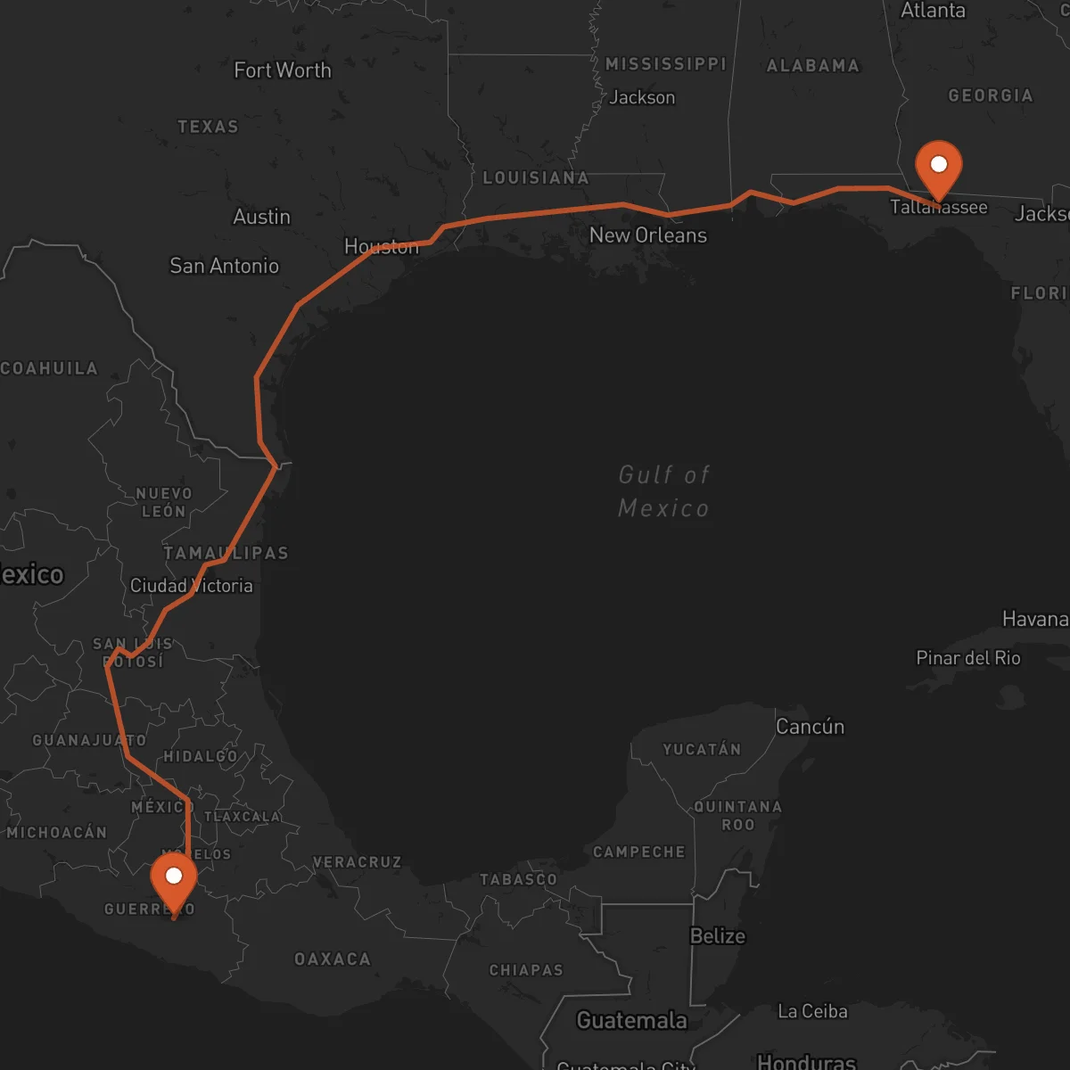 Ruta Tallahassee - Chilpancingo de los Bravo