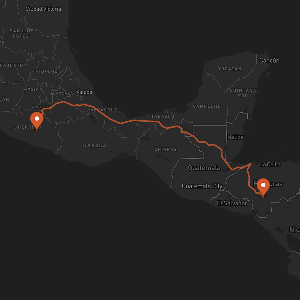 Ruta Chilpancingo de los Bravo - Tegucigalpa