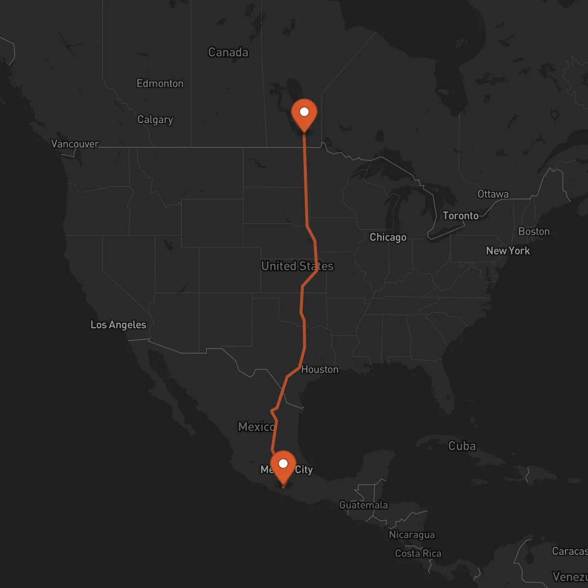 Ruta Winnipeg - Chilpancingo de los Bravo