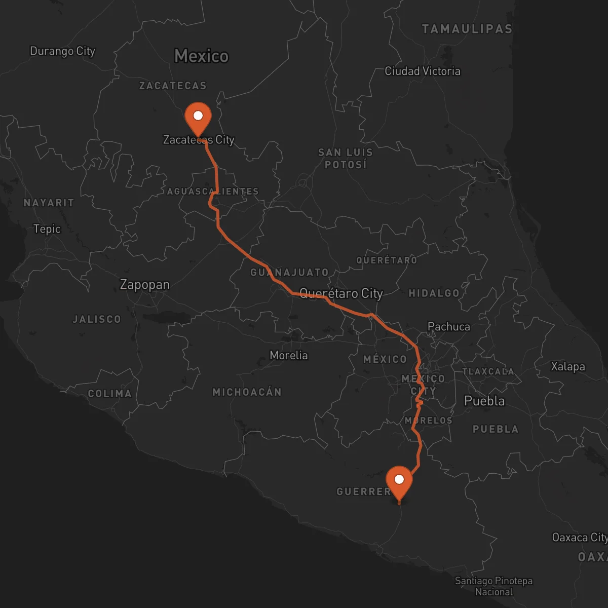 Ruta Zacatecas - Chilpancingo de los Bravo