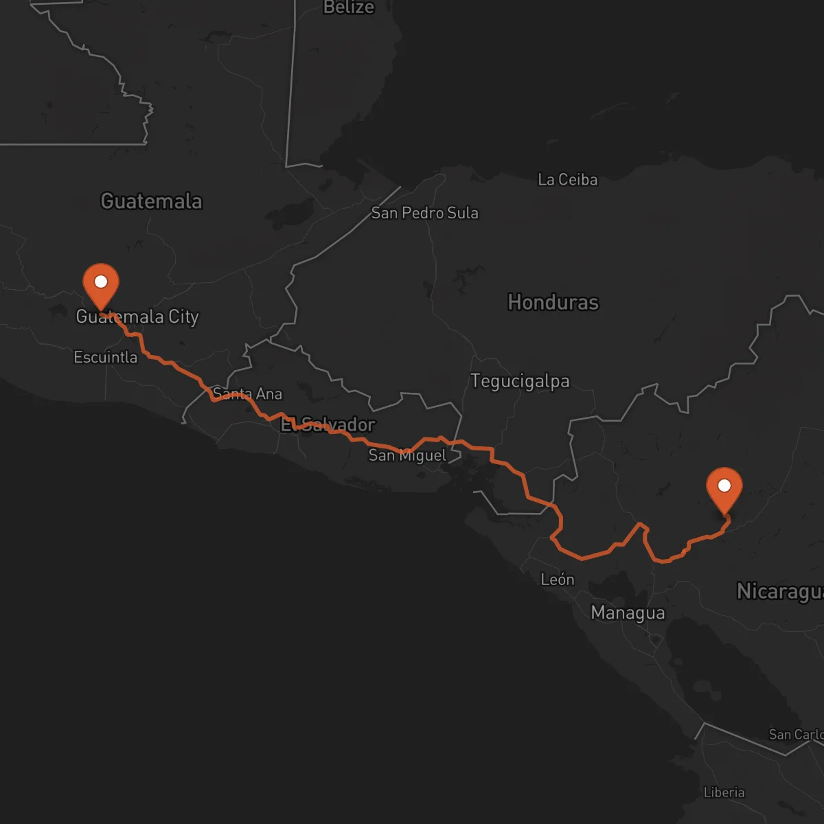 Ruta Chimaltenango - Matagalpa