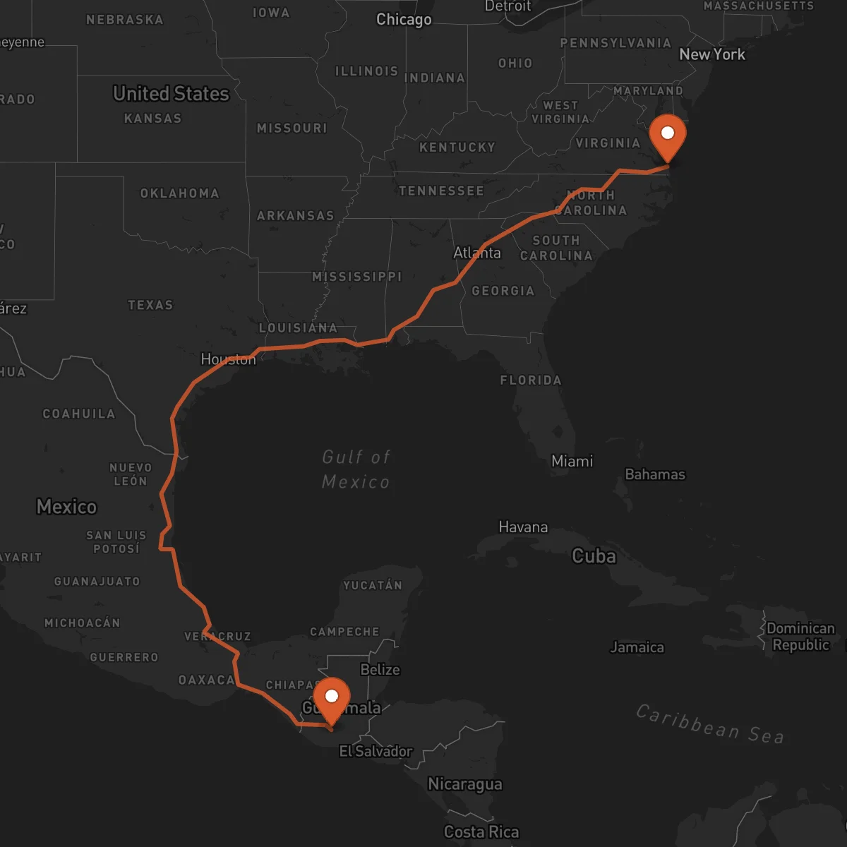 Ruta Virginia Beach - Chimaltenango
