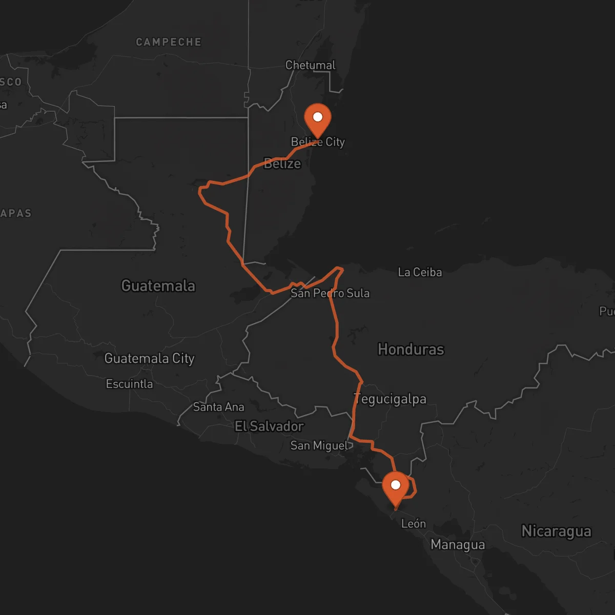 Ruta Chinandega - Ciudad de Belice