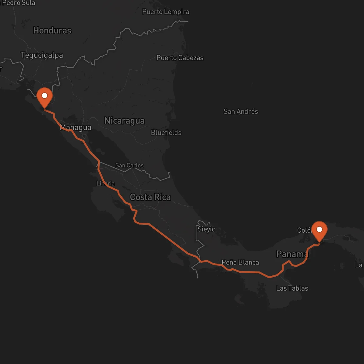 Ruta Chinandega - Ciudad de Panamá