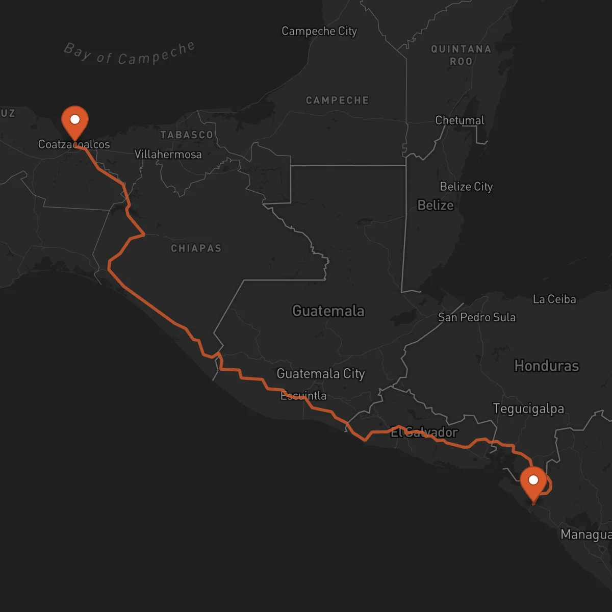 Ruta Chinandega - Coatzacoalcos