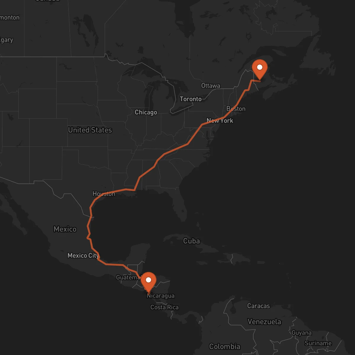 Ruta Fredericton - Chinandega