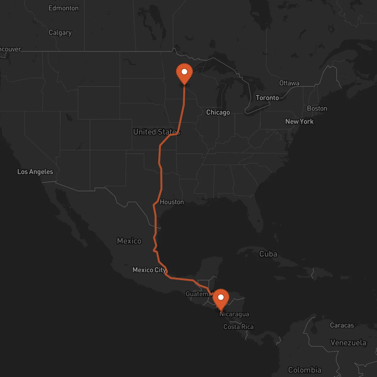 Ruta Minneapolis - Chinandega
