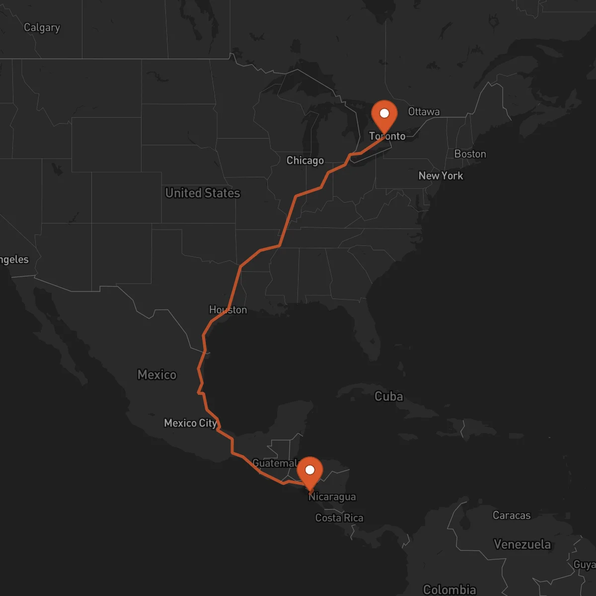 Ruta Mississauga - Chinandega