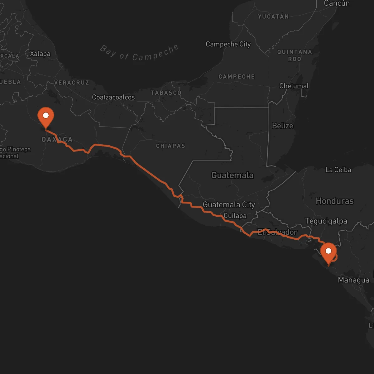 Ruta Oaxaca de Juárez - Chinandega