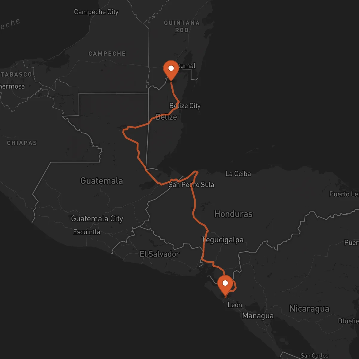 Ruta Orange Walk Town - Chinandega