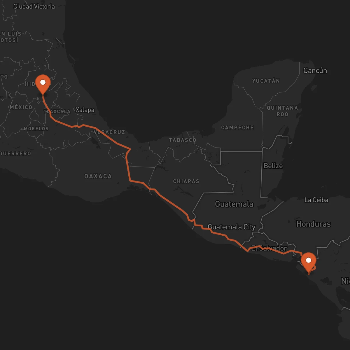 Ruta Pachuca de Soto - Chinandega