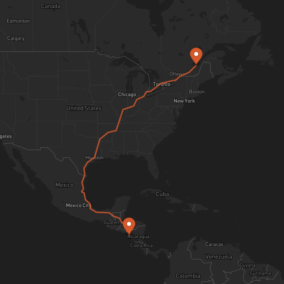 Ruta Chinandega - Quebec City