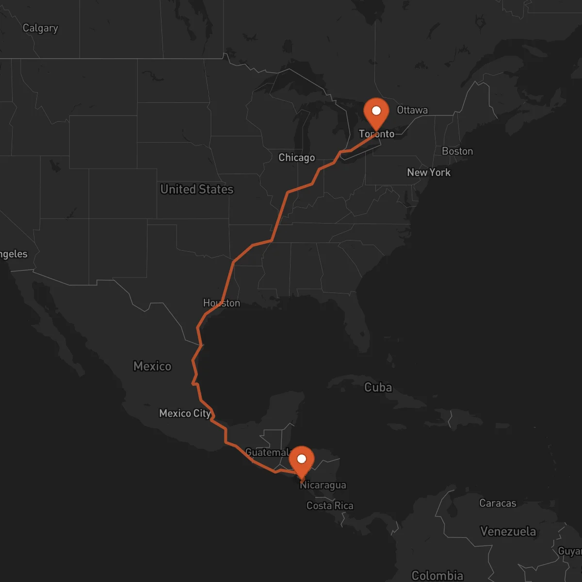 Ruta Toronto - Chinandega