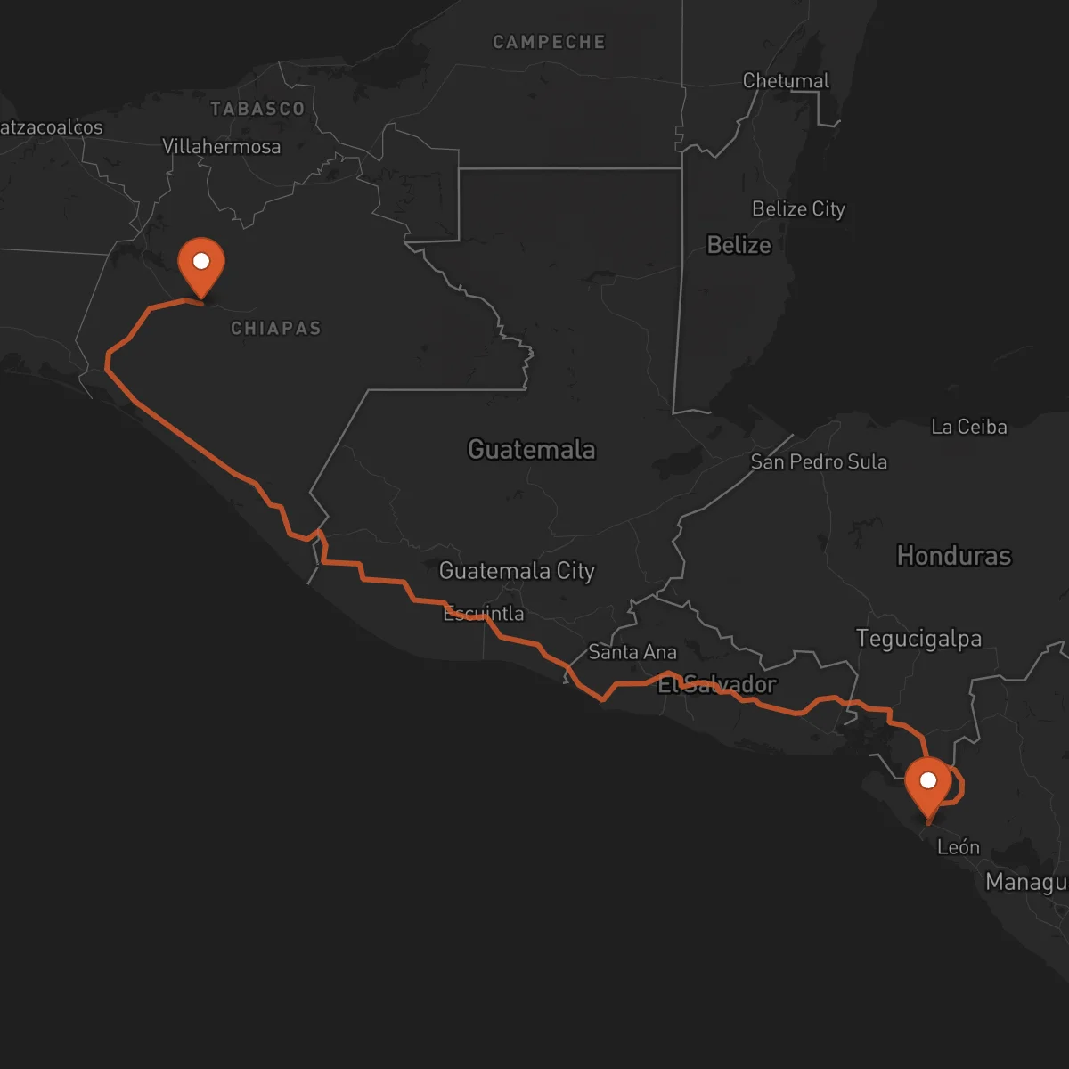 Ruta Tuxtla Gutiérrez - Chinandega