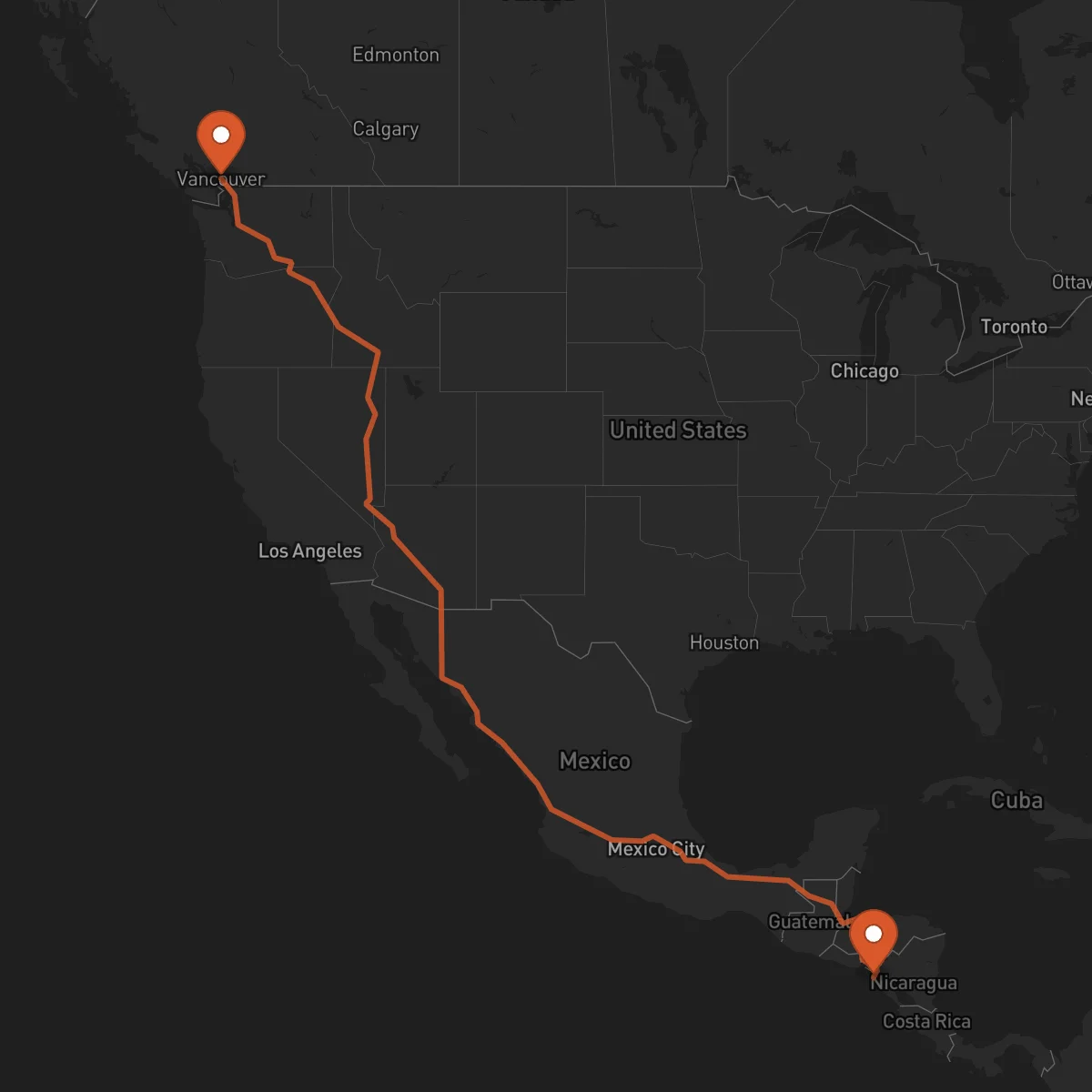 Ruta Vancouver - Chinandega