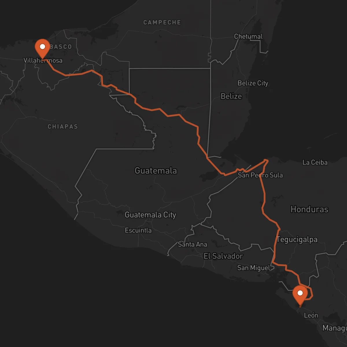 Ruta Chinandega - Villahermosa