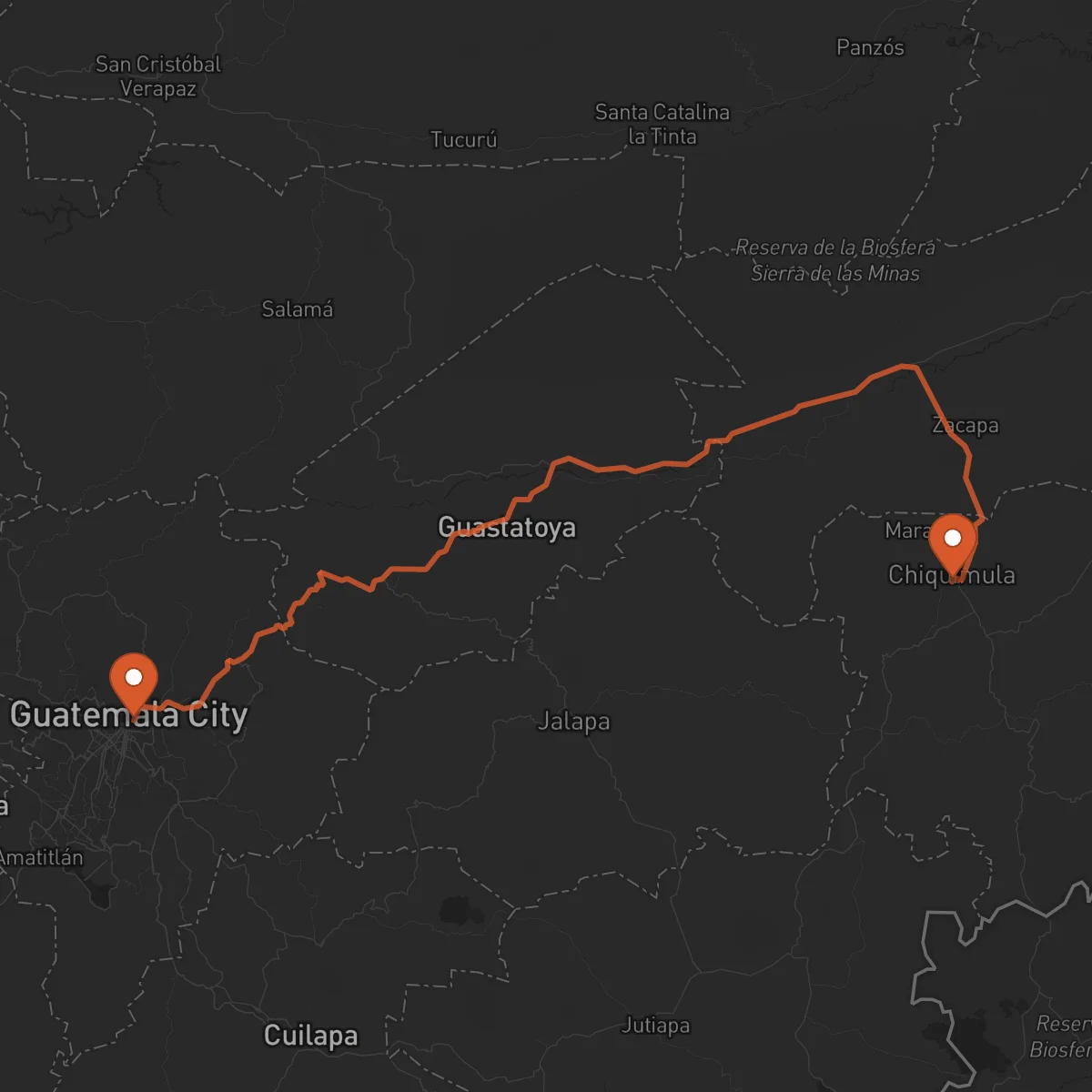 Ruta Ciudad de Guatemala - Chiquimula