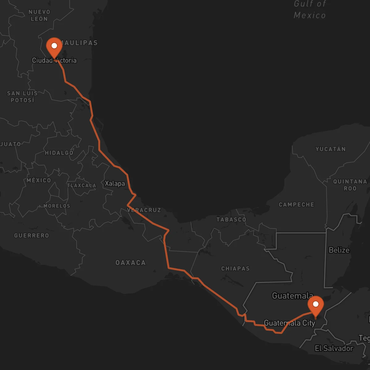 Ruta Ciudad Victoria - Chiquimula