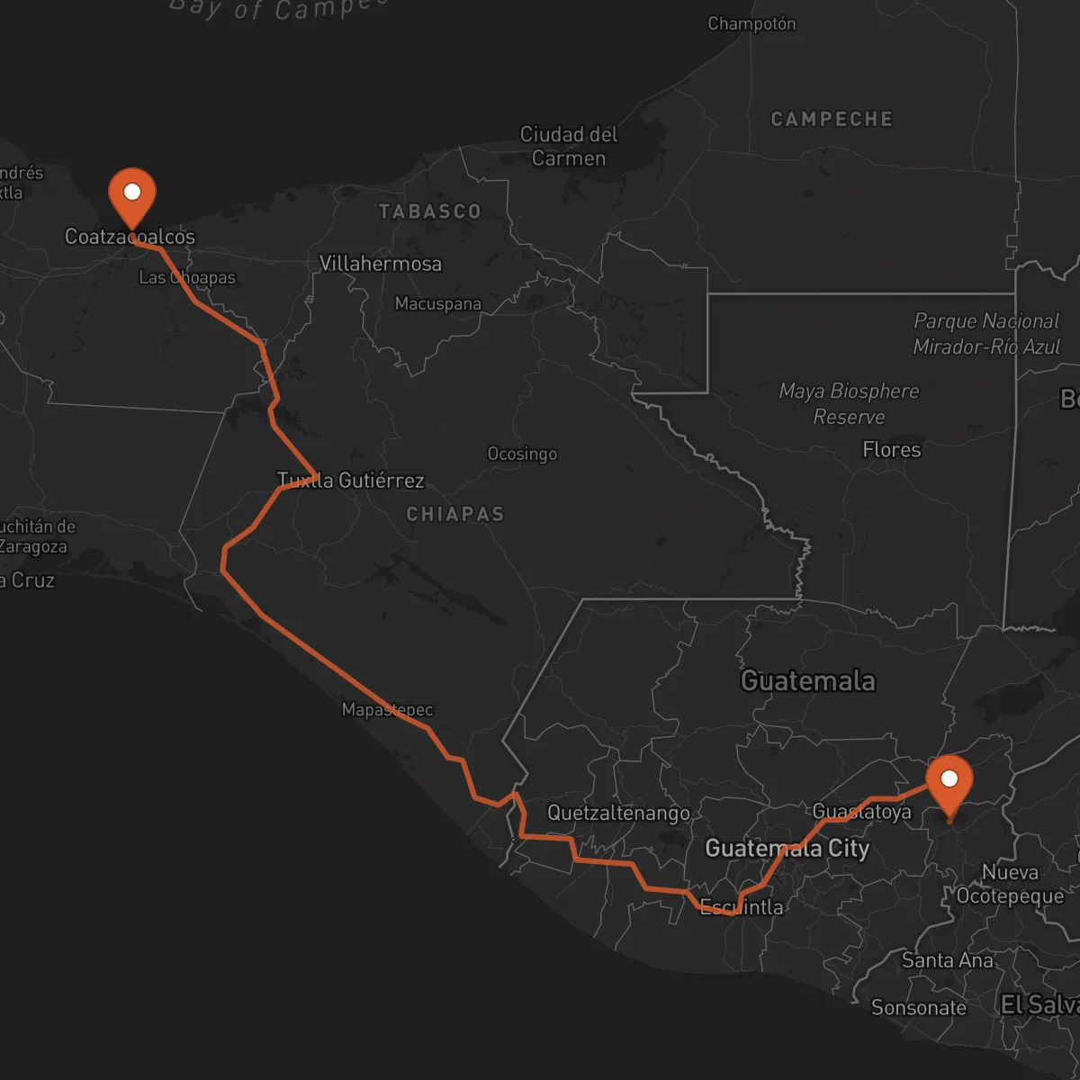 Ruta Chiquimula - Coatzacoalcos