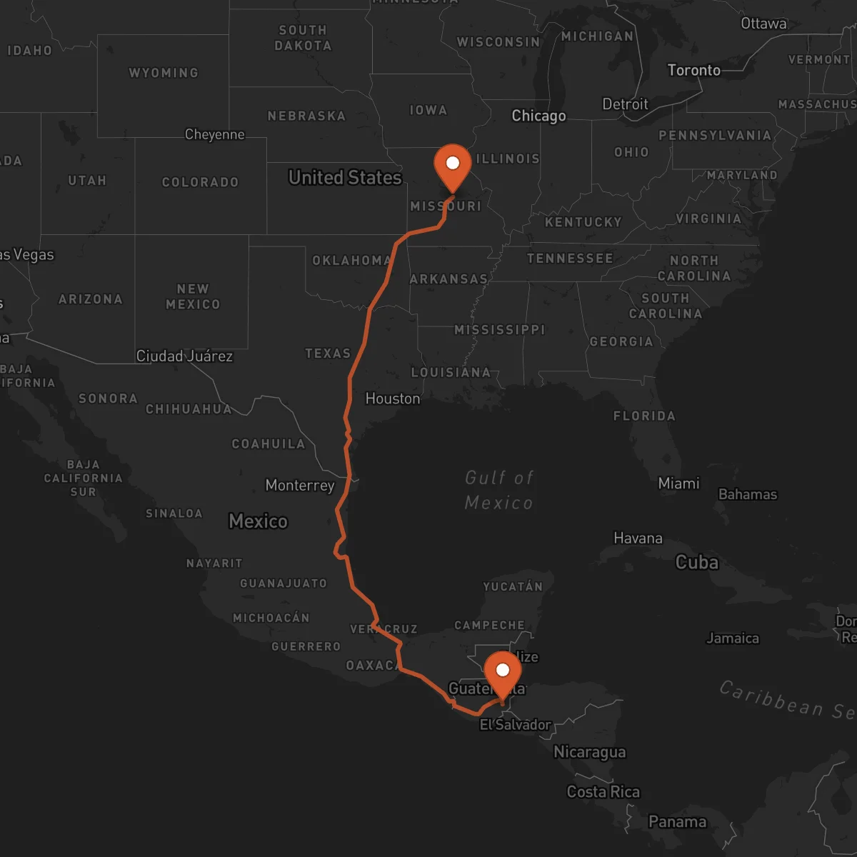 Ruta Jefferson City - Chiquimula