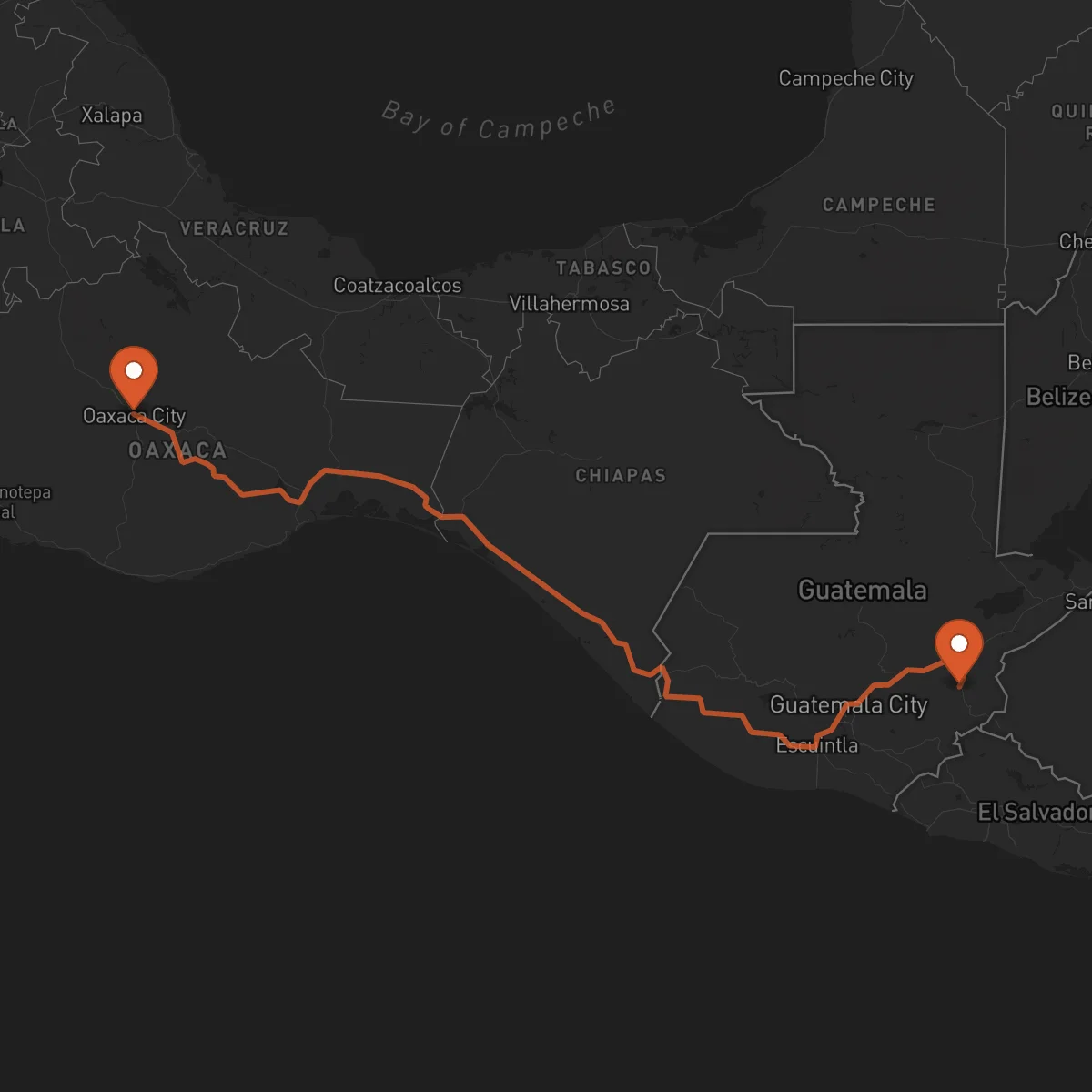 Ruta Oaxaca de Juárez - Chiquimula