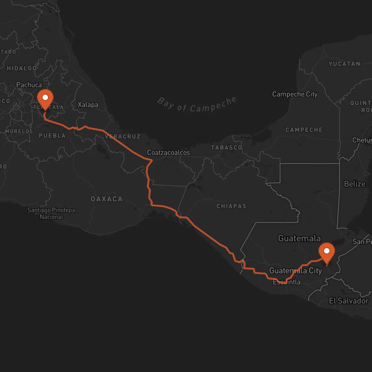 Ruta Chiquimula - Tlaxcala de Xicohténcatl