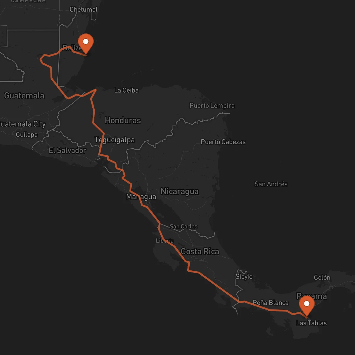 Ruta Chitré - Dangriga