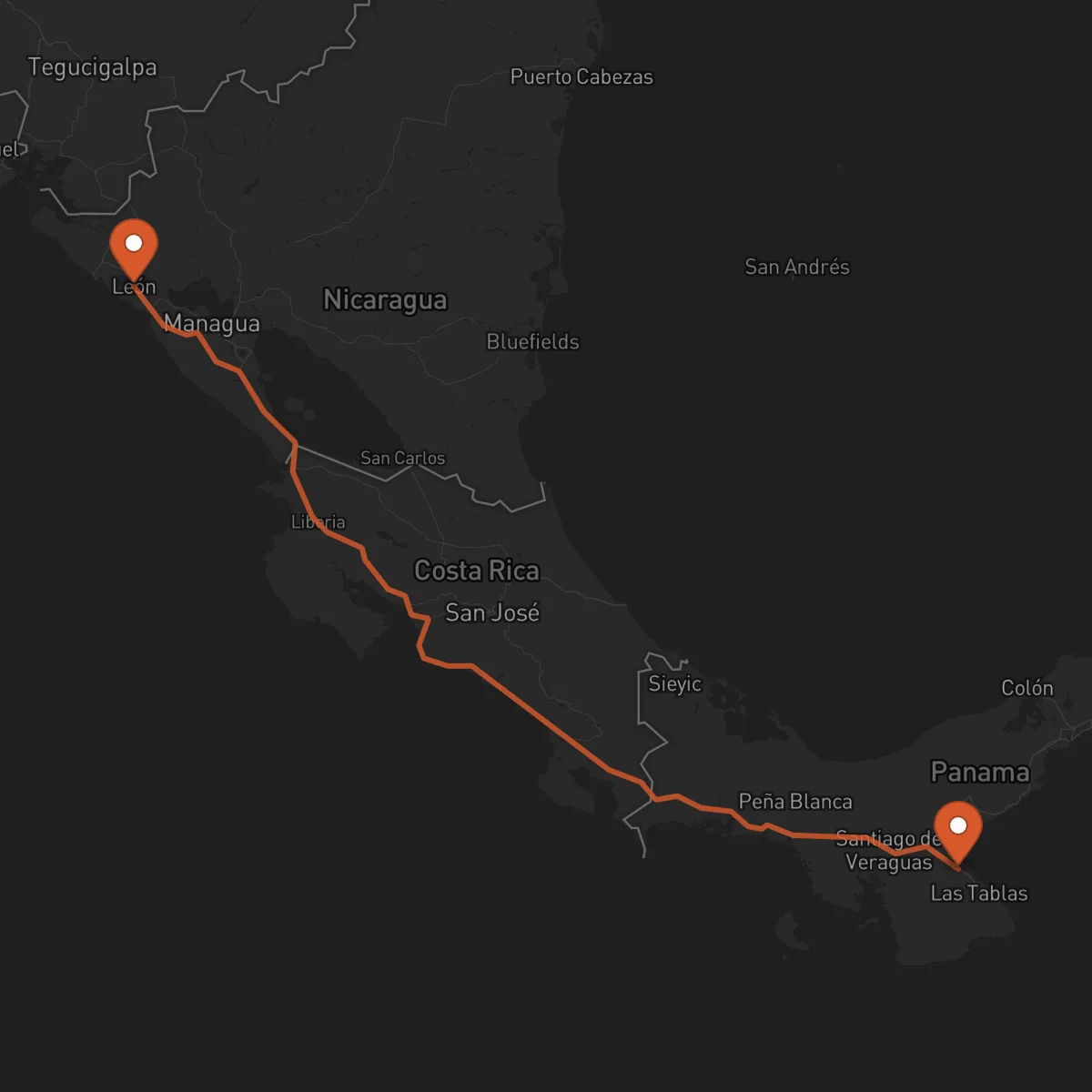 Ruta Chitré - León