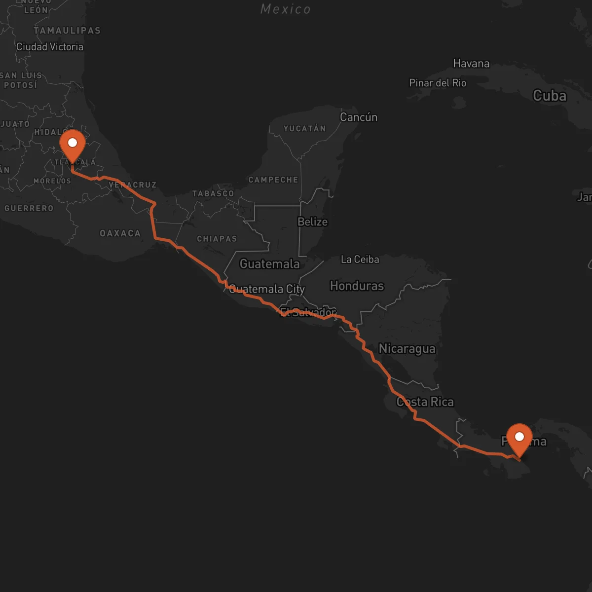 Ruta Chitré - Tlaxcala de Xicohténcatl