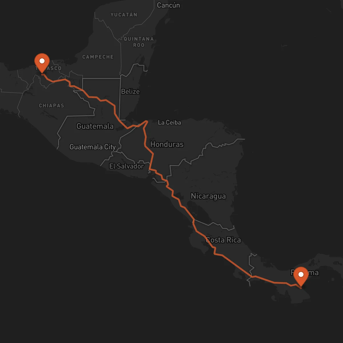 Ruta Chitré - Villahermosa