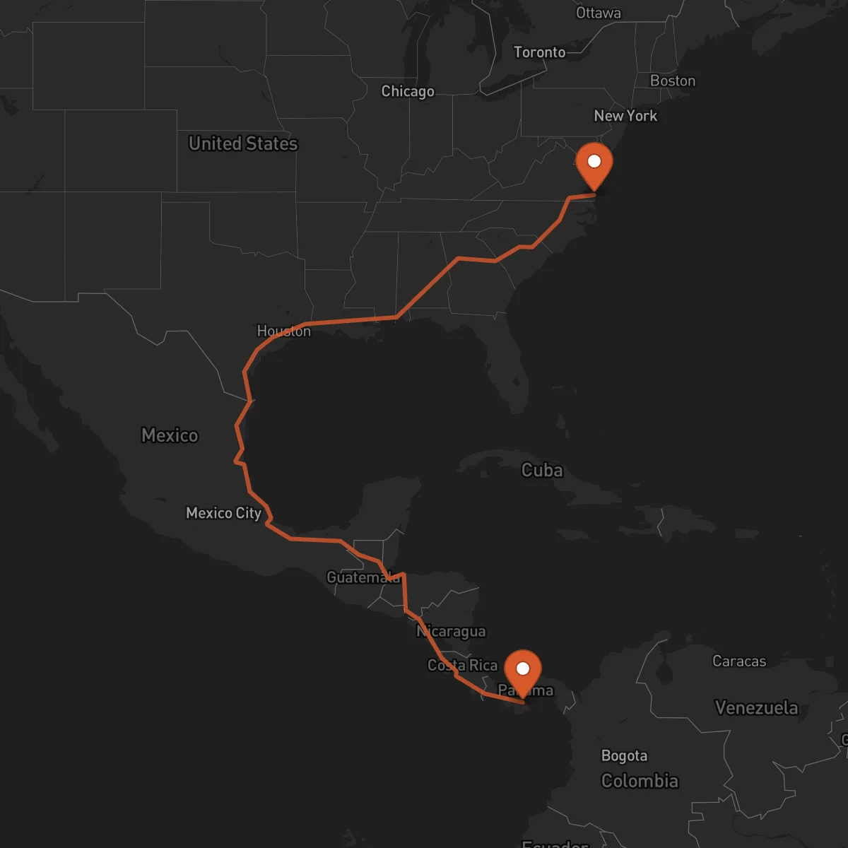 Ruta Chitré - Virginia Beach