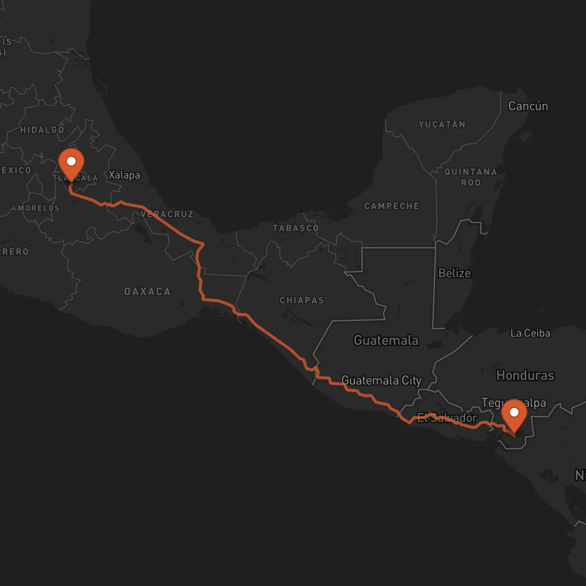 Ruta Choluteca - Tlaxcala de Xicohténcatl