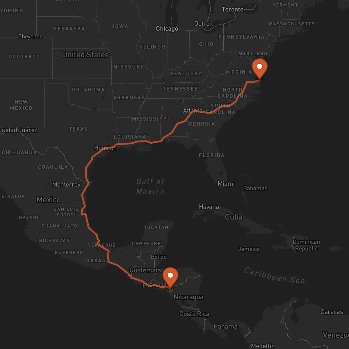 Ruta Choluteca - Virginia Beach