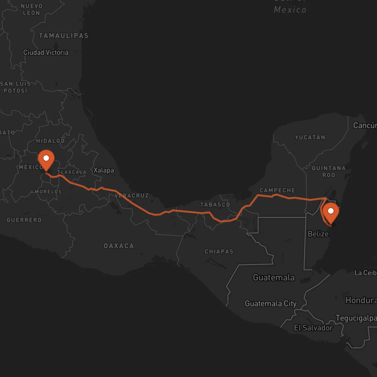 Ruta Belize City - Mexico