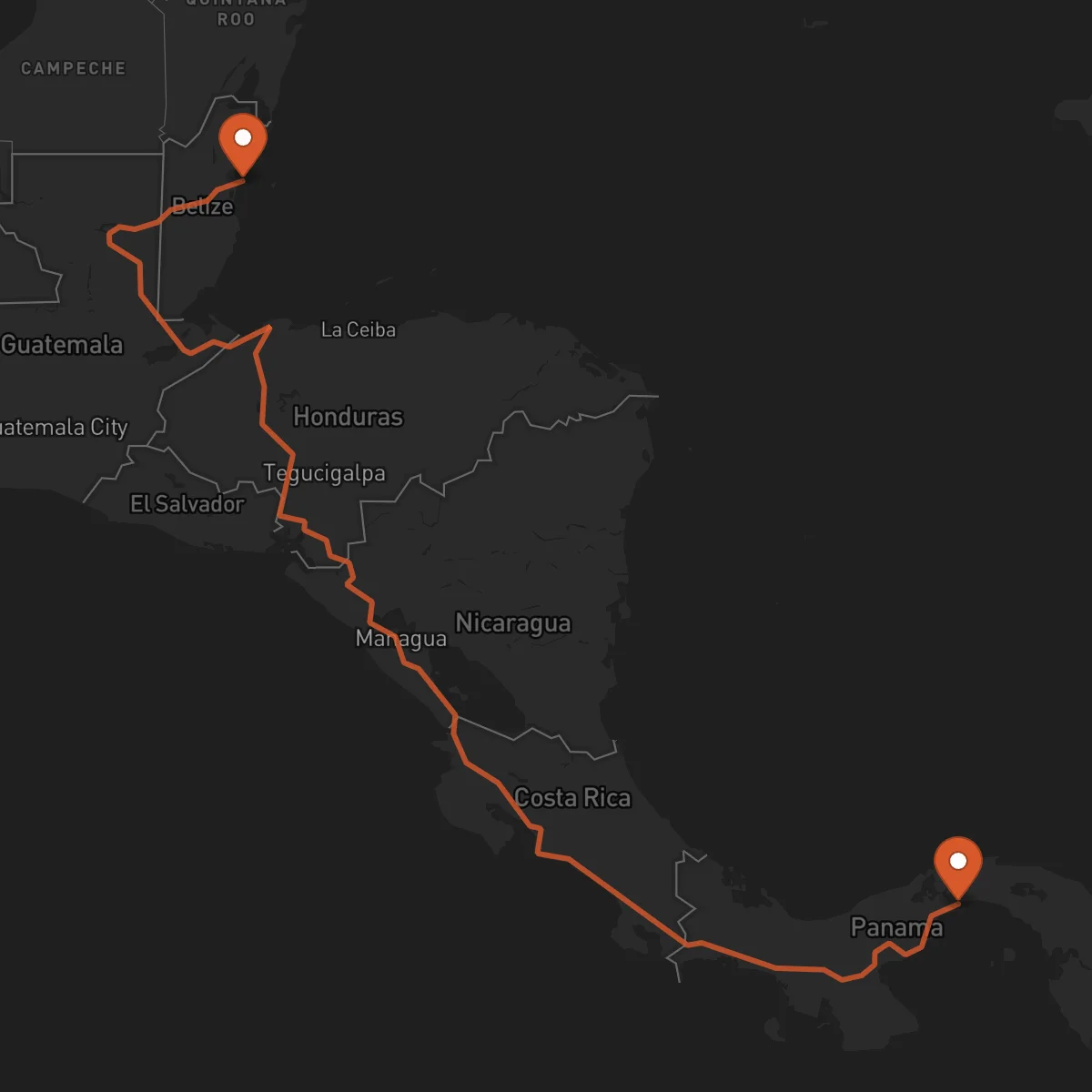 Ruta Panama - Belize City