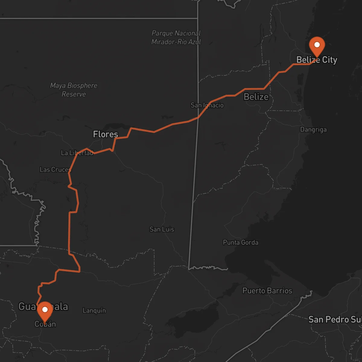 Ruta Ciudad de Belice - Cobán