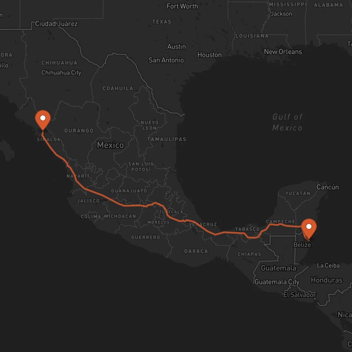Ruta Ciudad de Belice - Culiacán Rosales