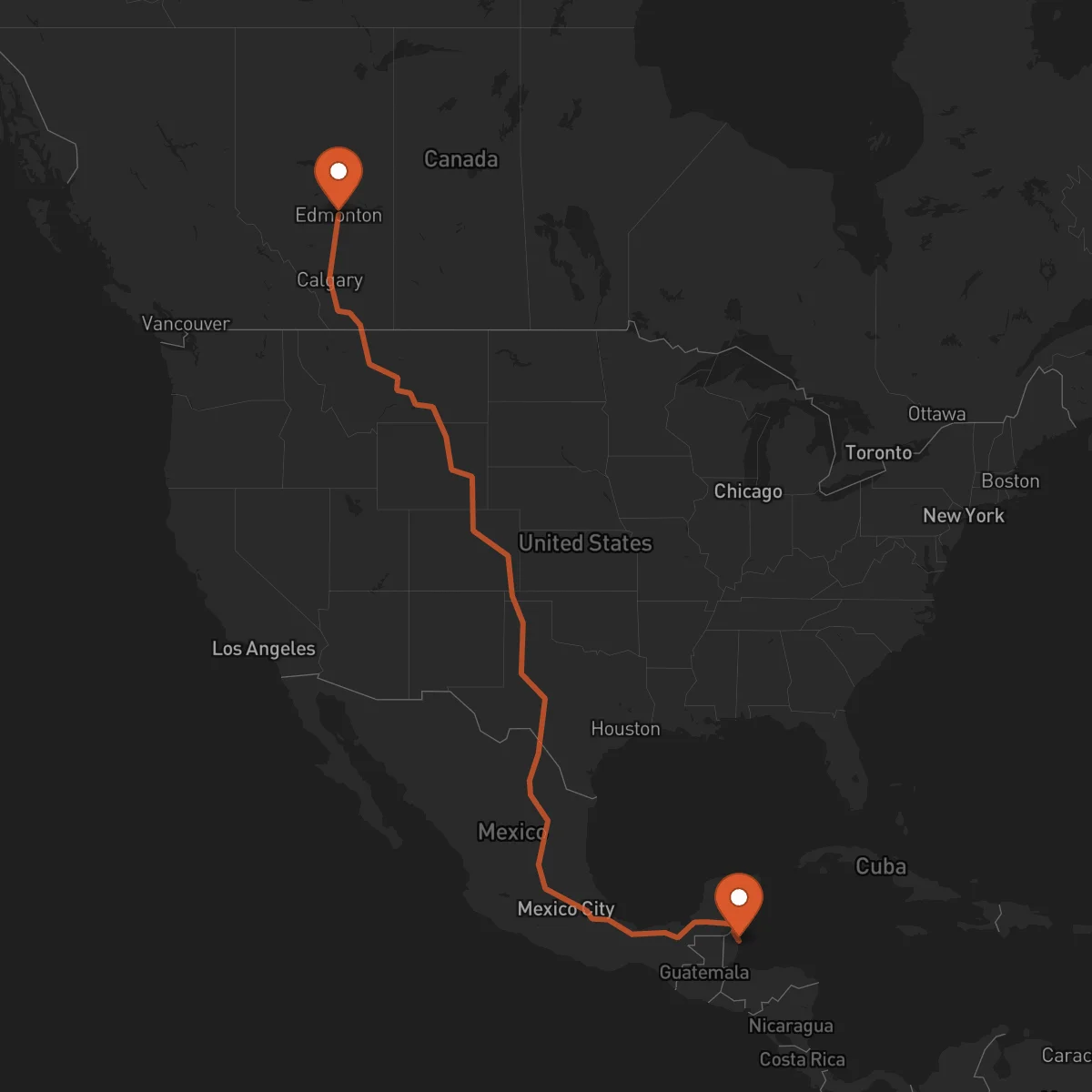 Ruta Ciudad de Belice - Edmonton
