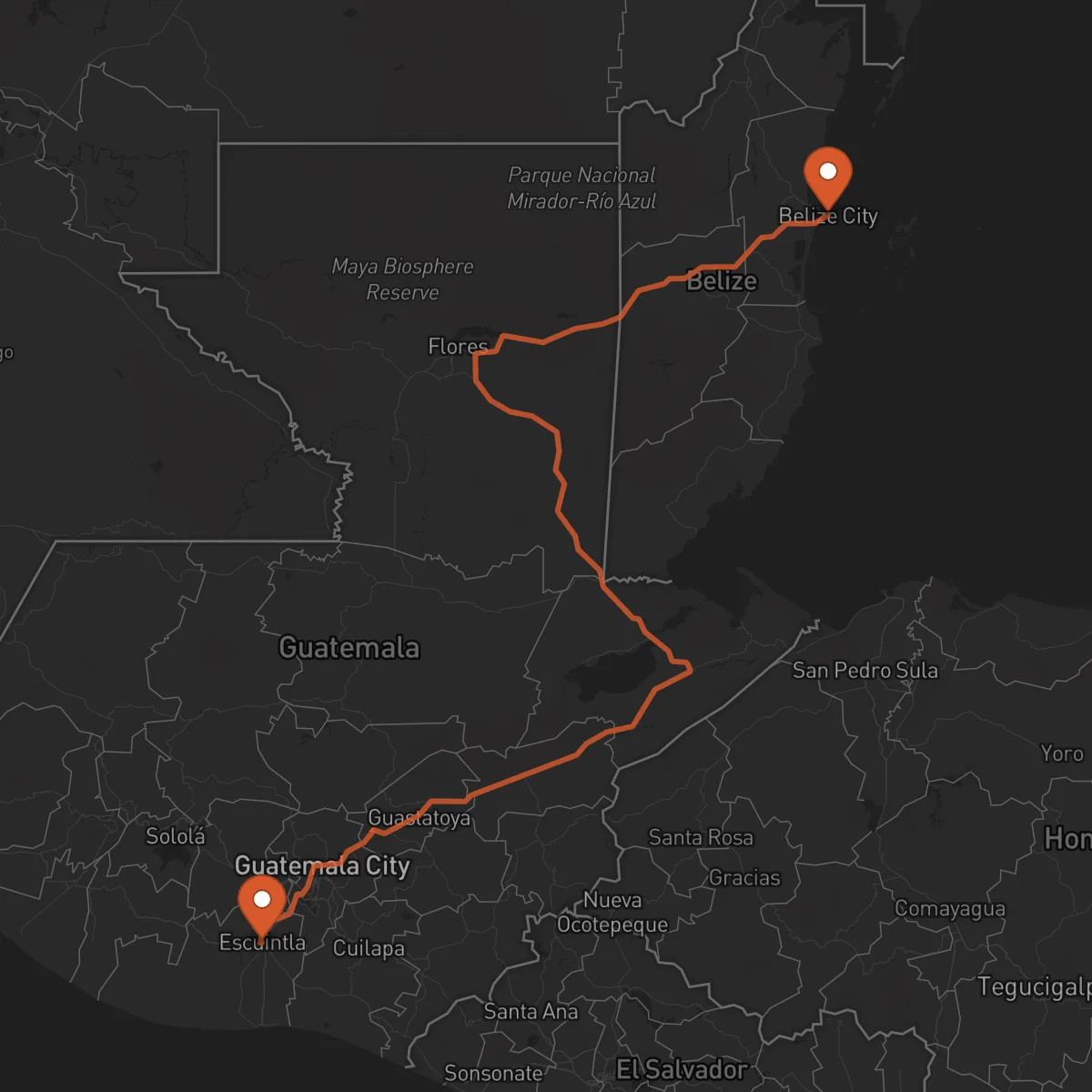 Ruta Ciudad de Belice - Escuintla