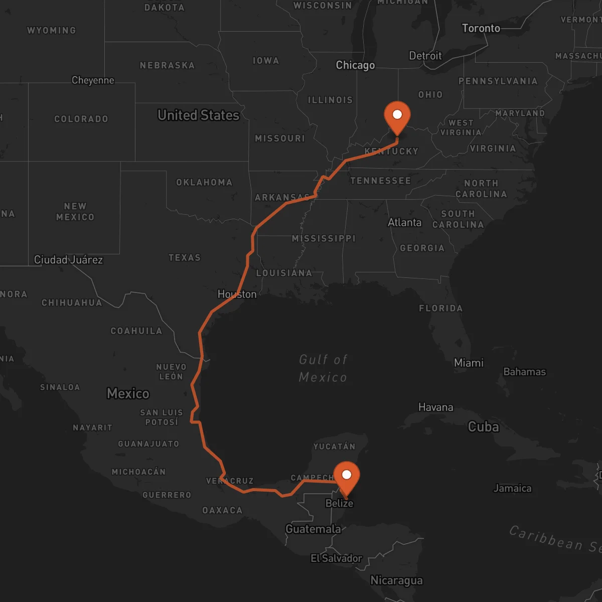 Ruta Ciudad de Belice - Frankfort