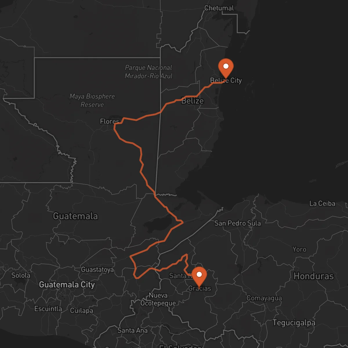 Ruta Gracias - Ciudad de Belice