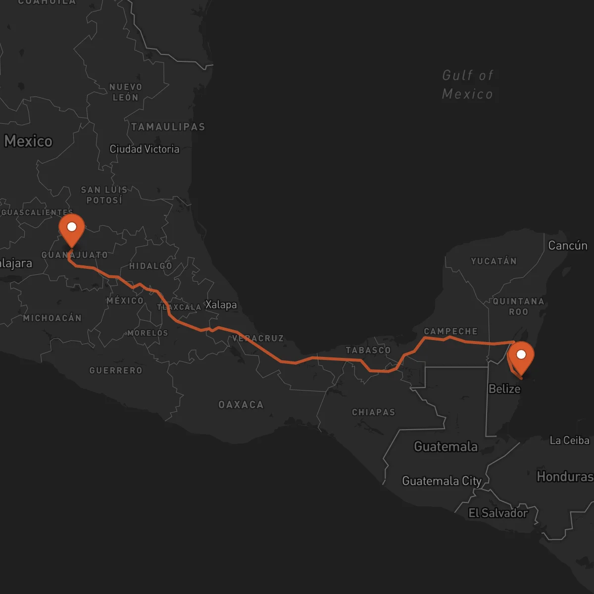 Ruta Belize City - Guanajuato