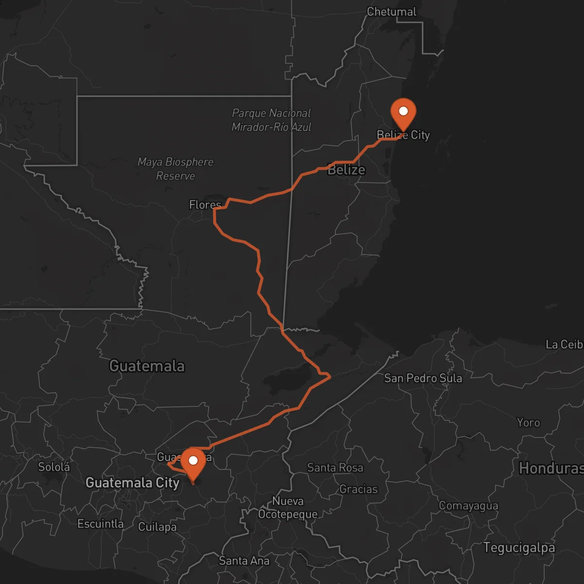 Ruta Ciudad de Belice - Jalapa