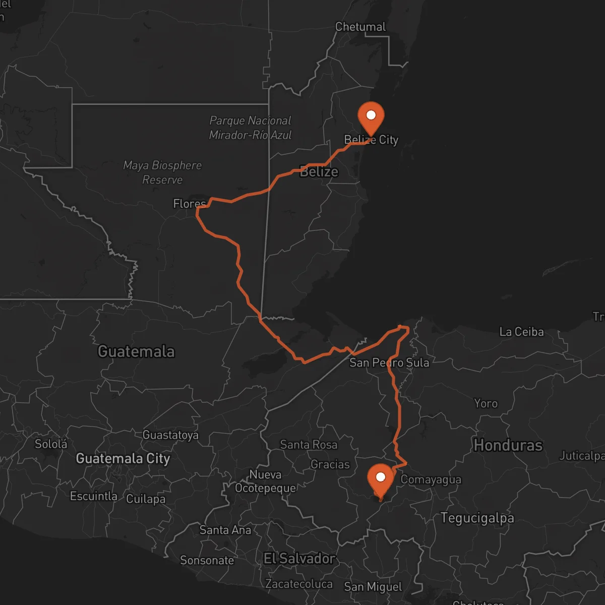 Ruta Ciudad de Belice - La Esperanza