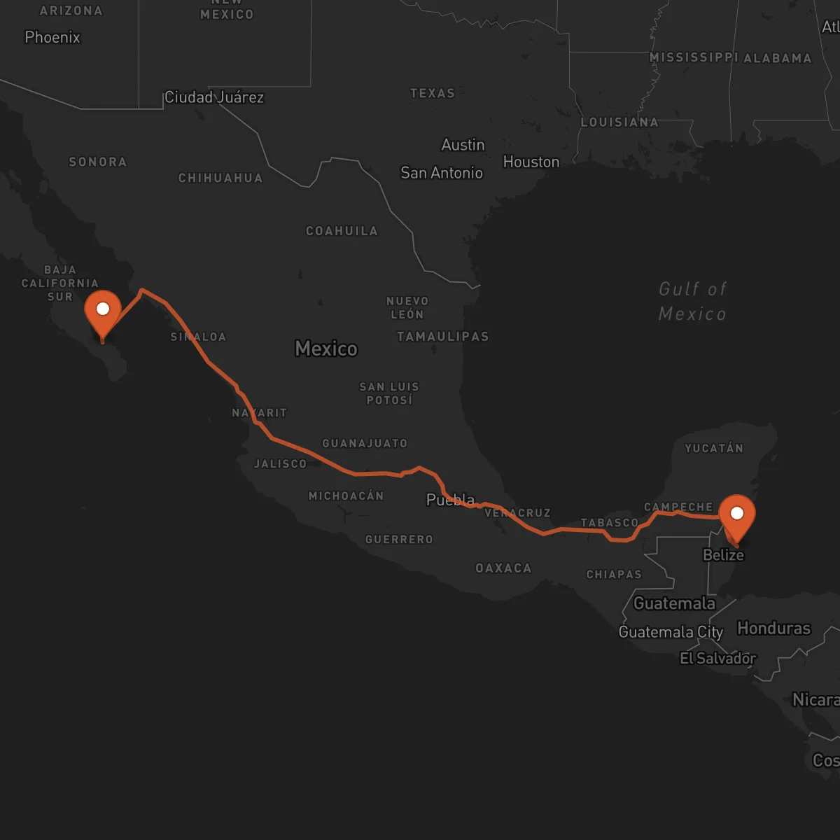 Ruta Ciudad de Belice - La Paz