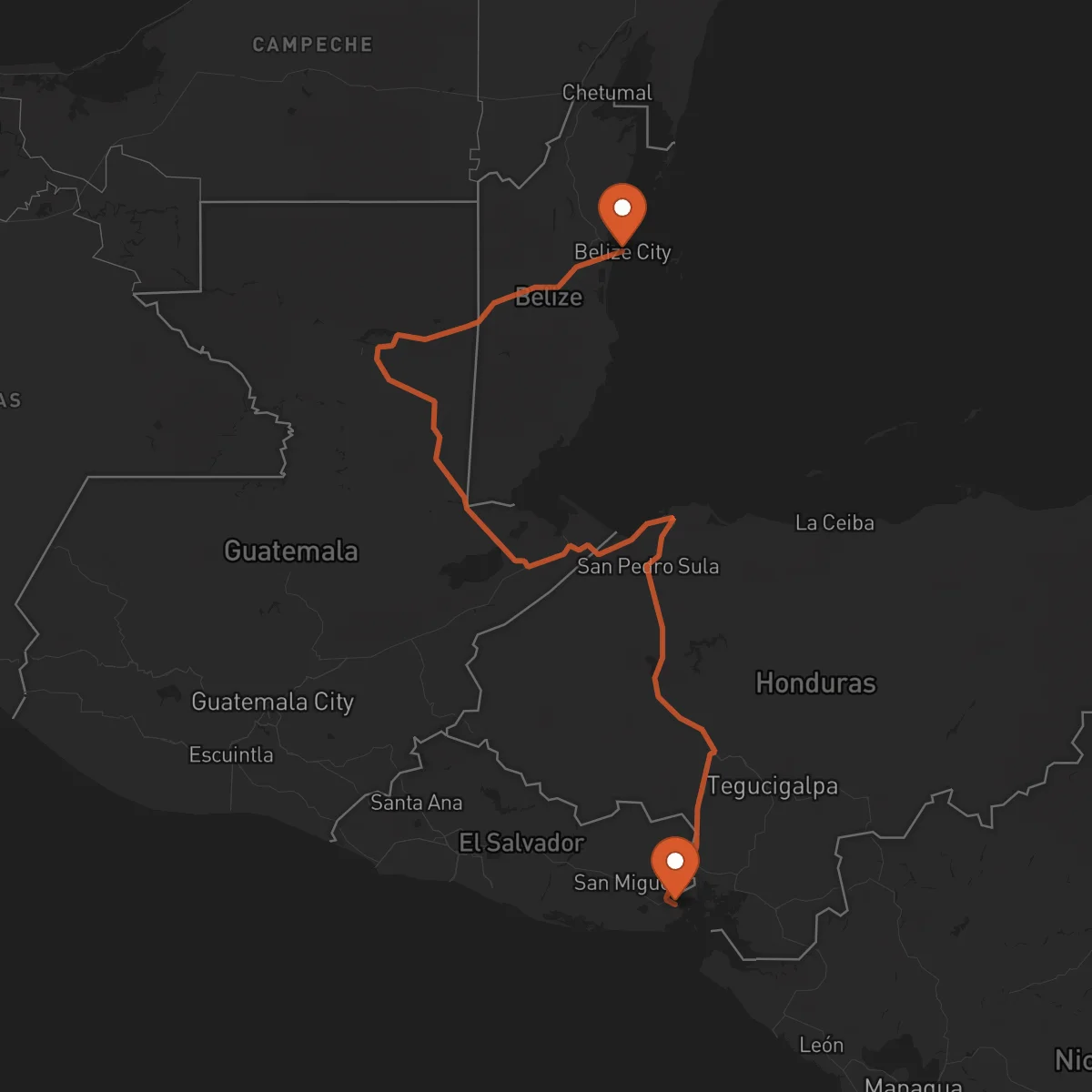 Ruta Ciudad de Belice - La Unión
