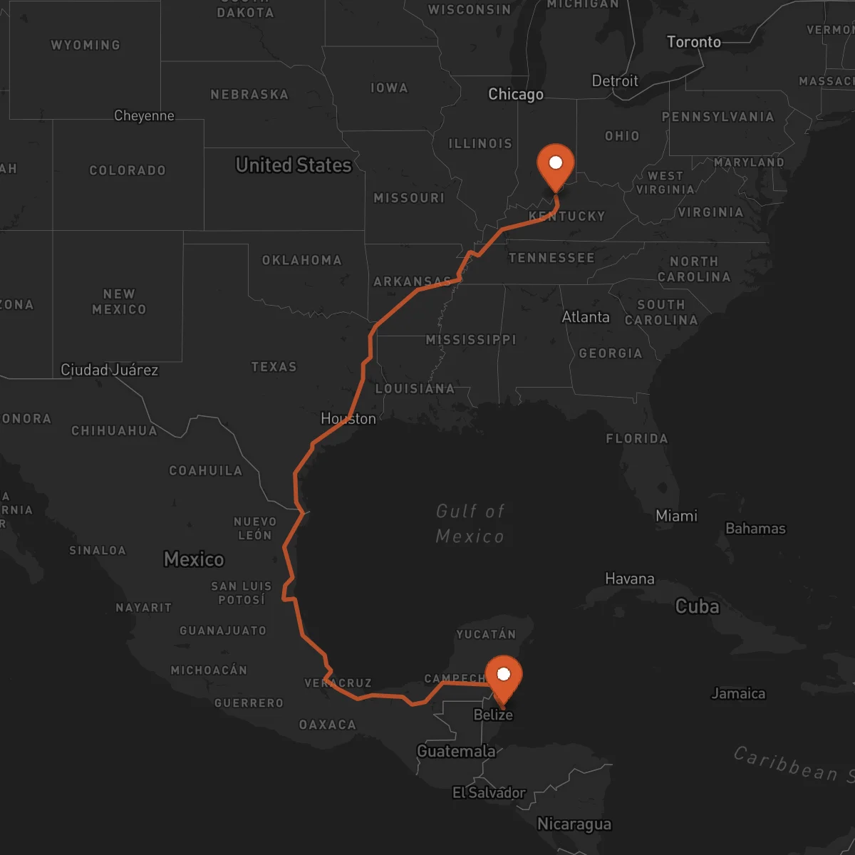 Ruta Louisville - Ciudad de Belice