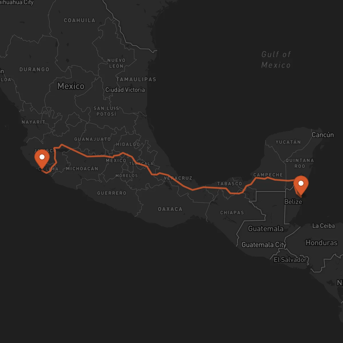 Ruta Belize City - Manzanillo